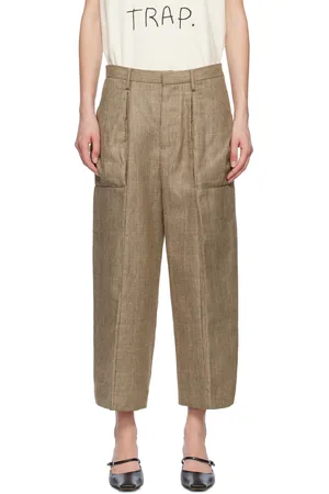 R13 Brown Pleated Pocket Trousers