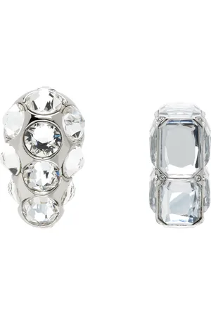 Acne Studios Silver Asymmetric Crystal Earrings