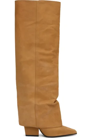 PARIS TEXAS Tan Jane Fold Over Tall Boots