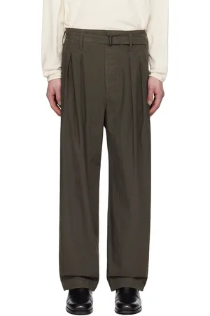 LEMAIRE Brown Belted Pleated Trousers