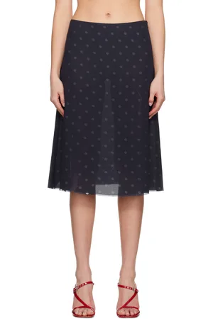 Acne Studios Navy Mesh Layered Midi Skirt