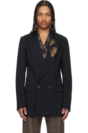 DRIES VAN NOTEN Navy Sequinned Blazer