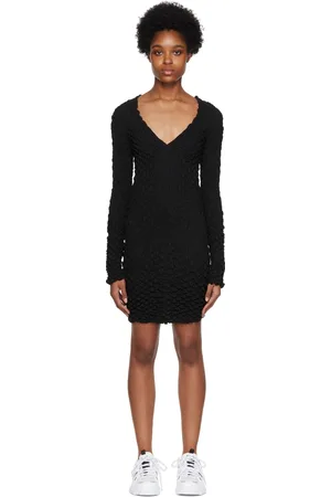 Alexander McQueen Black Shirred Minidress