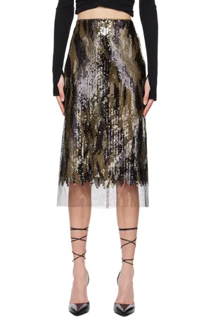 DION LEE Brown Horizon Midi Skirt