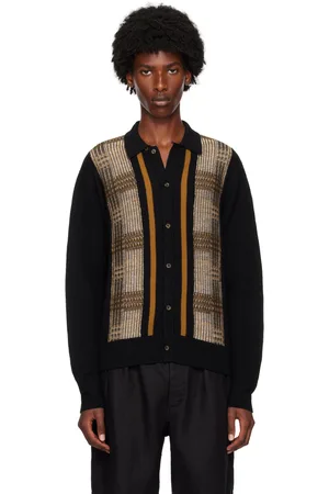 King & Tuckfield Black & Brown Merino Wool Cardigan