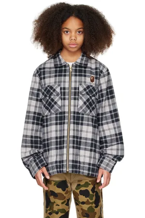 BAPE Kids Check Ape Head Patch Zip Jacket