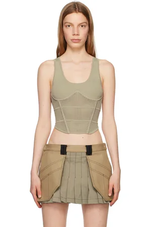 DION LEE Taupe Sport Corset Tank Top