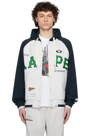 A Bathing Ape Gray & Navy Main Zip Up Jacket