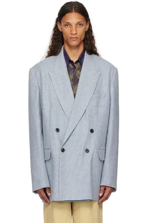 DRIES VAN NOTEN Blue Double-Breasted Blazer