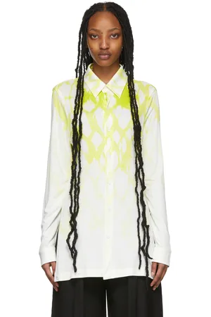 DION LEE White & Green Shibori Miter Shirt