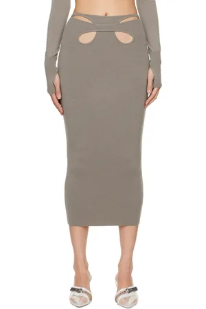 DION LEE Gray Mobius Loop Midi Skirt