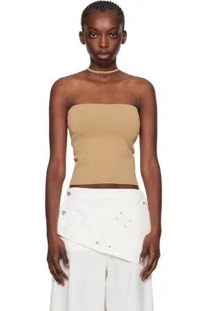 DION LEE Tan Reverse Halter Tank Top