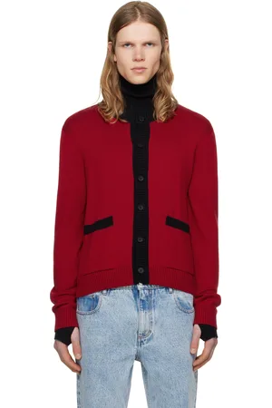 Ernest W. Baker Red Contrast Rib Cardigan