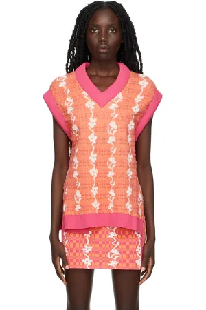 PH5 Pink & Orange Eco Gerry Oversized Floral Stitch Sweater Vest