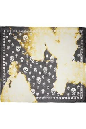 Alexander McQueen Black & Yellow Abstract Skull Scarf