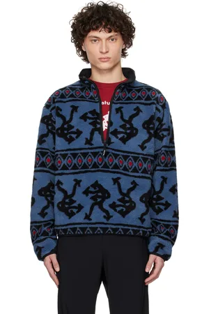 District Vision Blue Half-Zip Pile Fleece Jacket
