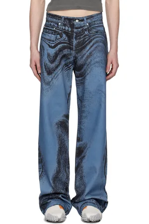 Camper Blue & Black Distorted Print Denim Jeans
