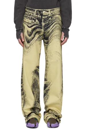 Camper Yellow & Black Distorted Print Denim Jeans