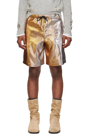 DRIES VAN NOTEN Gold Lamé Shorts