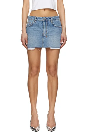 KSUBI Blue Low Rider Exposed Swept Miniskirt