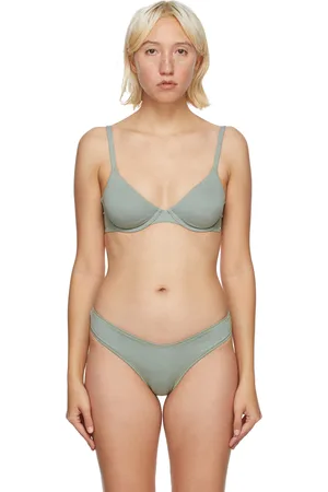 SKIMS Green Cotton Unlined Underwire Bra