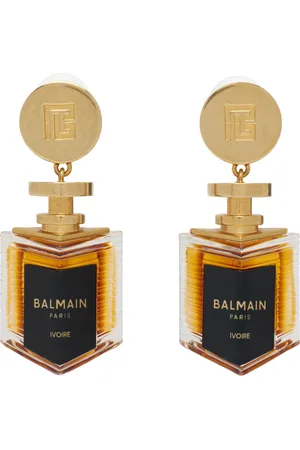 Balmain Gold Brass Perfume Clip-on Earrings