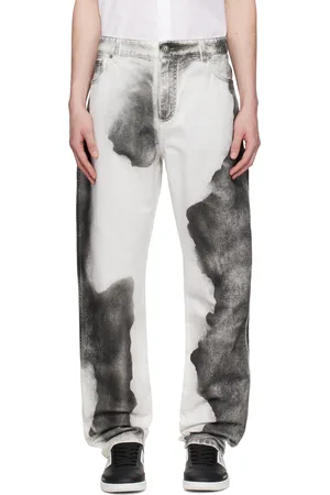 Balmain White Regular-Fit Moon Print Jeans