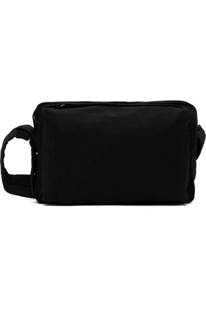Solid Black Washed Velvet Denim Cross Bag