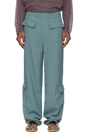 DRIES VAN NOTEN Blue Twill Cargo Pants