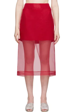 MARIA MCMANUS Red Lined Sheer Midi Skirt
