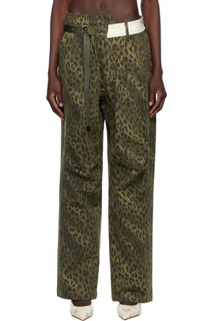 Andersson Bell Khaki Leopard Cross-Over Wide Jeans