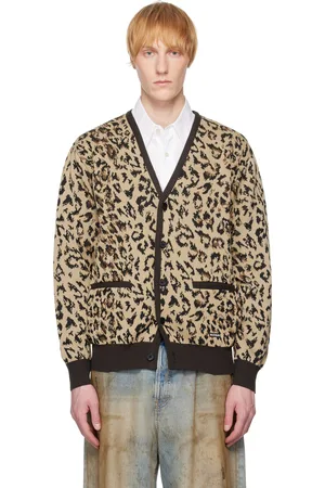 Wacko Maria Leopard Jacquard Knit Cardigan