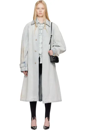 Maison Margiela Blue Raglan Denim Trench Coat