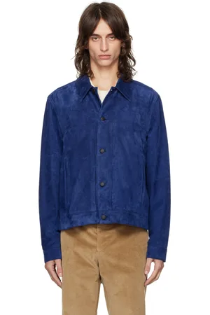 Paul Smith Blue Slim-Fit Leather Jacket
