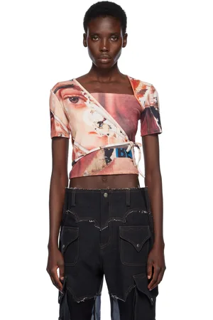 Andersson Bell Burgundy & Beige Collage Printed Wrap T-shirt