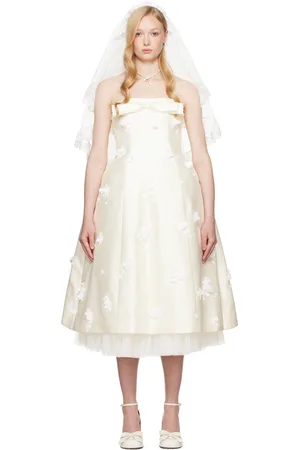 Shushu/Tong SSENSE Exclusive Bridal Capsule Bowknot Bandeau Midi Dress