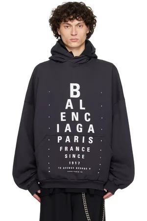 Balenciaga Black Optical Large Fit Hoodie