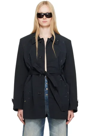 Maison Margiela Black Cotton Gabardine Sportsjacket Trench Coat