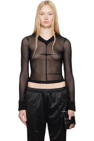Maison Margiela Black Elastic Jersey Mesh Long-Sleeved Sweater