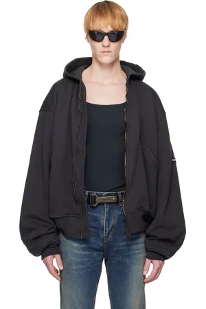 Balenciaga Black Hooded Bomber Jacket