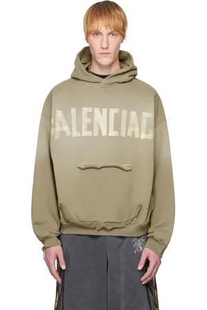 Balenciaga Green Tape Type Ripped Pocket Hoodie