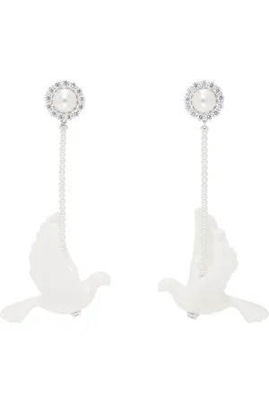 Shushu/Tong & Silver YVMIN Edition Ceramic Pigeon Pearl Tassel Earrings