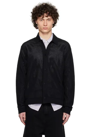 Represent Black Long Sleeve Mesh Knit Cardigan