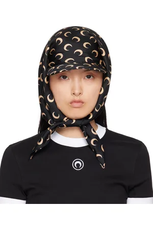 Marine Serre SSENSE Exclusive Black & Beige Regenerated Silk Veiled Cap