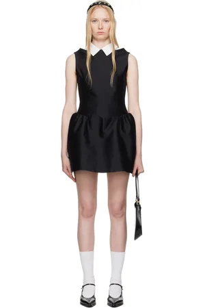 Shushu/Tong Black Shirtneck Patchwork Sleeveless Minidress