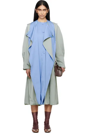 Kiko Kostadinov Green & Blue Ageto Hooded Trench Coat