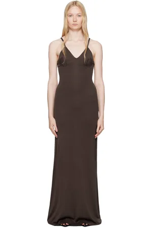 AYA MUSE Brown Slip Maxi Dress