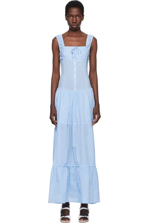 Frankies Bikinis Blue Christabelle Polka Dot Maxi Dress