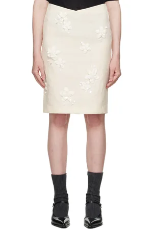 Shushu/Tong White Low-Waisted Straight Midi Skirt