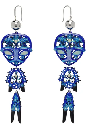 Tory Burch Silver & Blue Alien Earrings